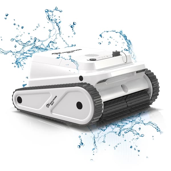 Robotic Pool Cleaner, Intelligent Navigation, Long Battery Life, Self-Parking Function, White