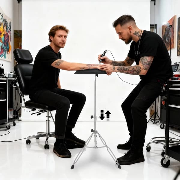 Tattoo Armstøtte, Holdbart Design, Justerbar Højde,sort
