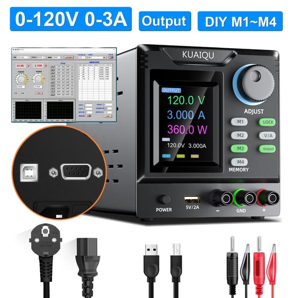 DC Strømforsyning, Programmerbar, USB-forbindelse,SPPS-D 120V 3A