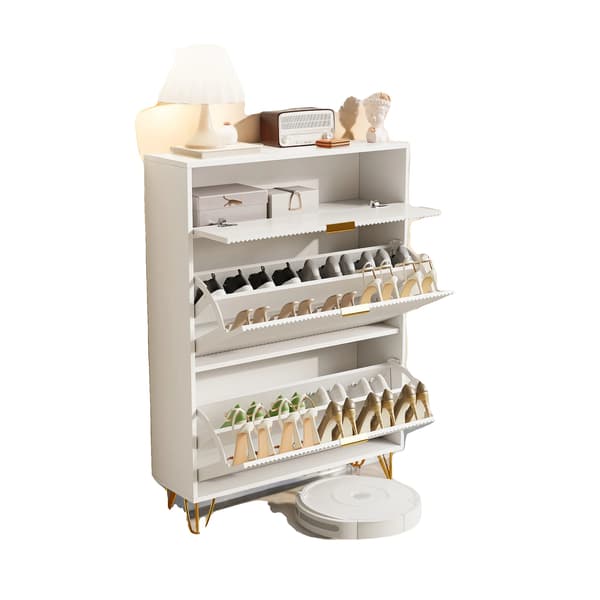 Sko skåp, Smal design, Justerbar förvaring,Vit B