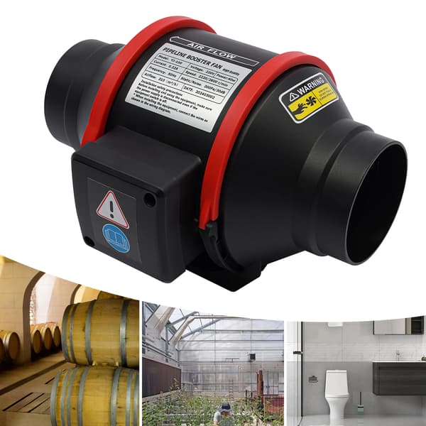 Rörfläkt, Fjärrkontroll, Effektiv Ventilation,svart, EU