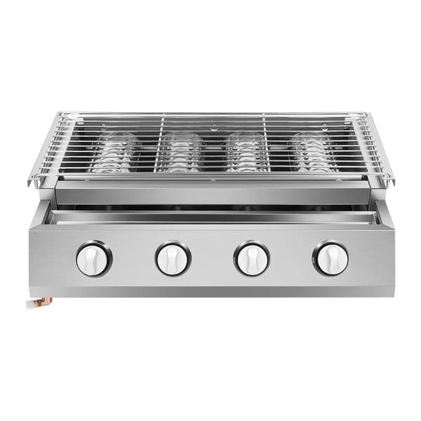 BBQ Grill, 4 Brennere, Rustfrit Stål Konstruktion,Sølv