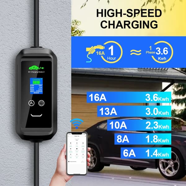 EL-lader, 11 KW effekt, WiFi timerfunktion,Type2, Total 7M Med APP
