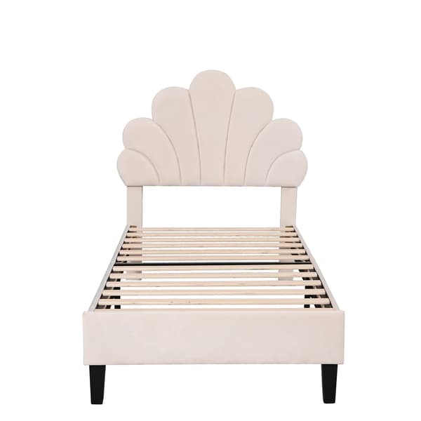 Polstret Säng, Justerbart Huvudgavel, Solid Konstruktion,90*200cm, Beige