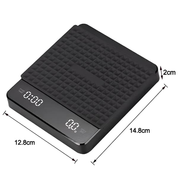 Elektronisk Kaffevåg, LED-display, Timerfunktion,3Kg 0.1g-a, Svart med pad