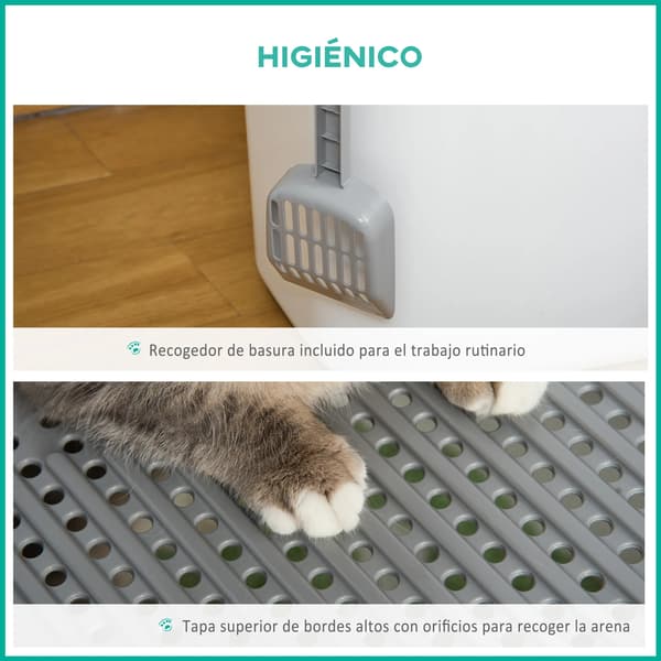 Kattlåda, Täckt design, Enkla åtkomstdörrar, Vit och grå