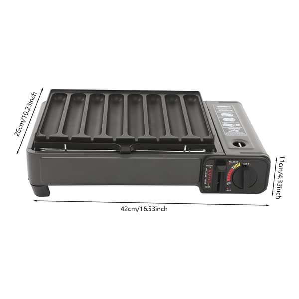 Gasgrill, Justerbar Flammekontrol, Bærbart Design,Sort