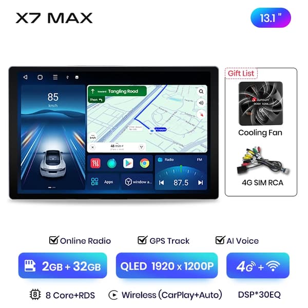 Bilstereo, Touchscreen, Multimedia-forbindelse, kompatibel med Citroen C5 2008-2017,X7 MAX 2+32GB 13"