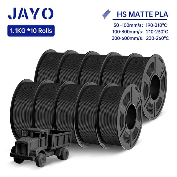 3D-printer filament, høj hastighed, mat finish,PLACS Sort 10Ruller
