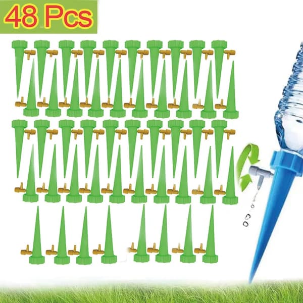 Droppbevattningssystem, Automatisk Vattning, Justerbar Flöde,48PCS-Grön