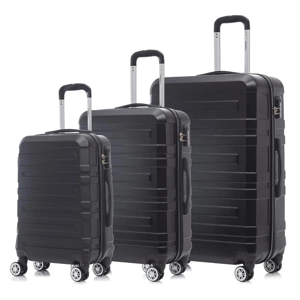 Bagagesæt, TSA-lås, Letvægts og Holdbart,Sort (20 + 24 + 28 tommer)