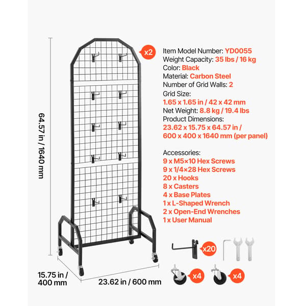 Vægpanel Display Rack, Holdbart Stål, Bærbart Design,60-70 tommer 2 pakker