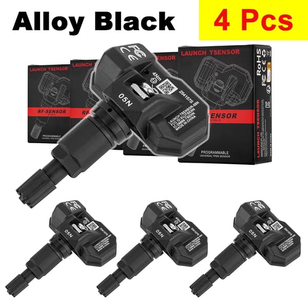 TPMS-sensorer, dubbel frekvens, programmerbar ersättning, TSENSOR-05N-c, 4 st legering svart