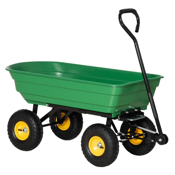 Havevogn, All-Terrain Dæk, Justerbart Håndtag,Grøn