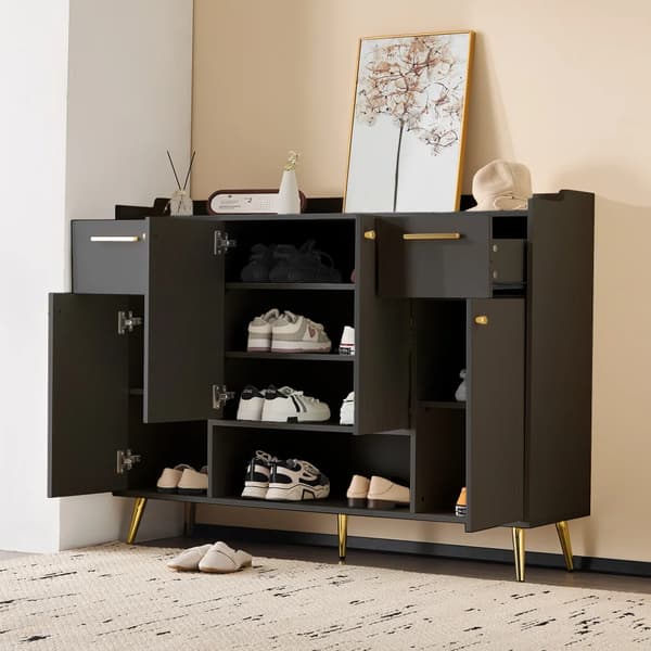 Sko Skab, Rummelig Opbevaring, Moderne Design,sort