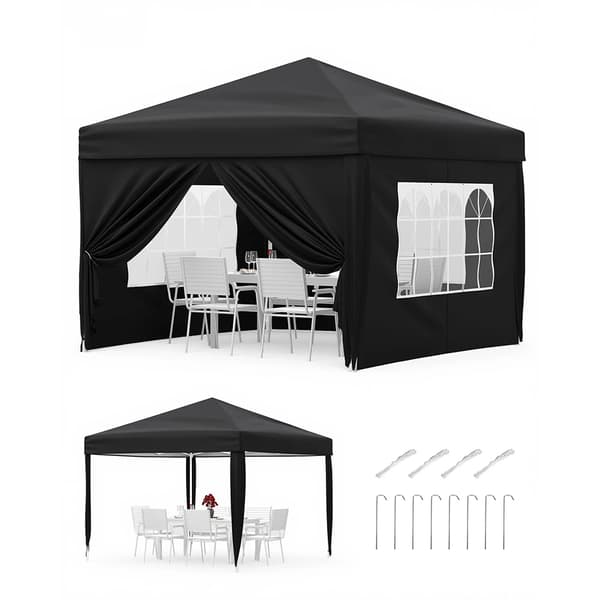Pop Up Pavillon, Vandtæt, UV Beskyttelse,Sort, 3x3m-b