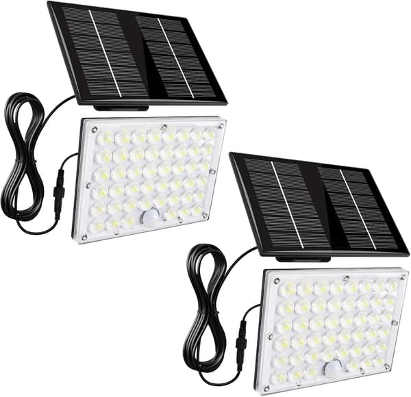 Solflodlys, bevægelsessensor, vandtæt IP65,2PCS 100W