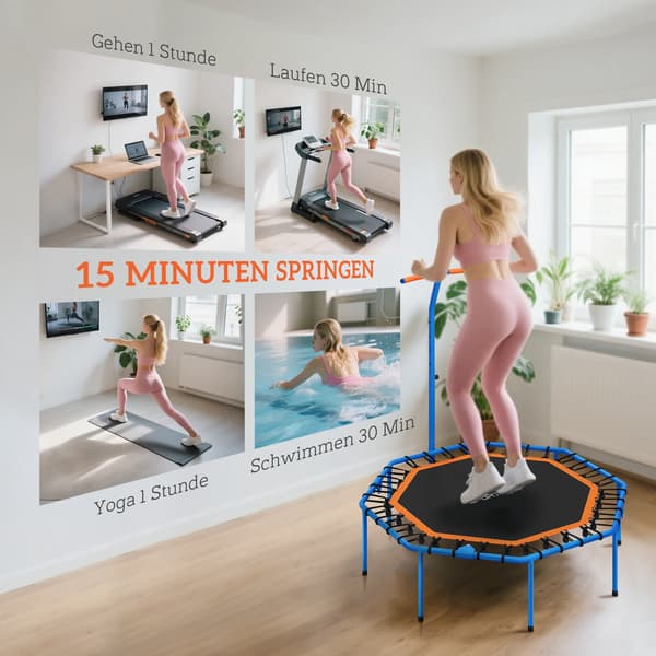Trampolin, Lav-impact Træning, Pladsbesparende Design,hær grøn