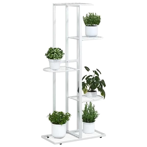 Växtställ, 5-nivådesign, modern metallstil,VIT