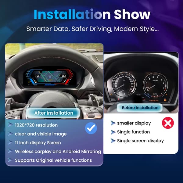 Digitalt instrumentpanel, trådløs Carplay, Android spejling,E84 carplay