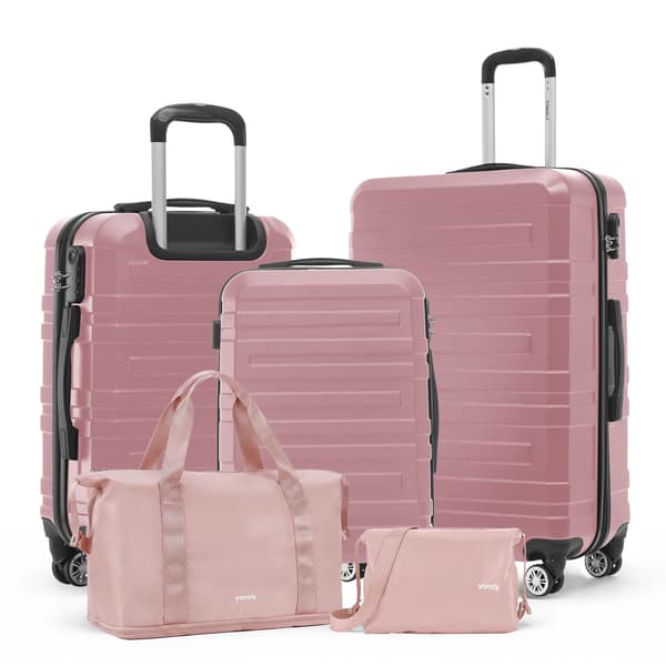 Kuffertsæt, Holdbart ABS-materiale, Ergonomisk Design,Rosen guld (20+24+28 tommer)