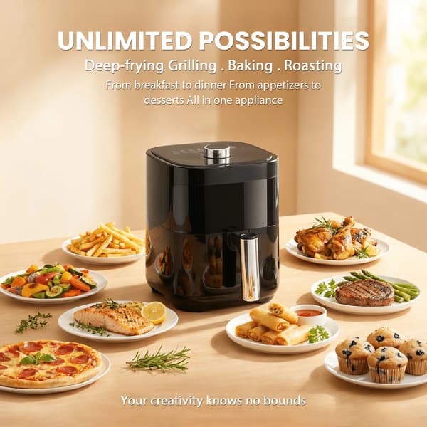 Air Fryer, Top Visningsvindue, Energi Effektiv,sort, EU