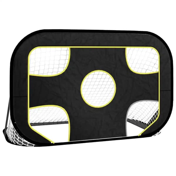 Fodboldmål, Holdbart Polyester, Kompakt Design,Sort