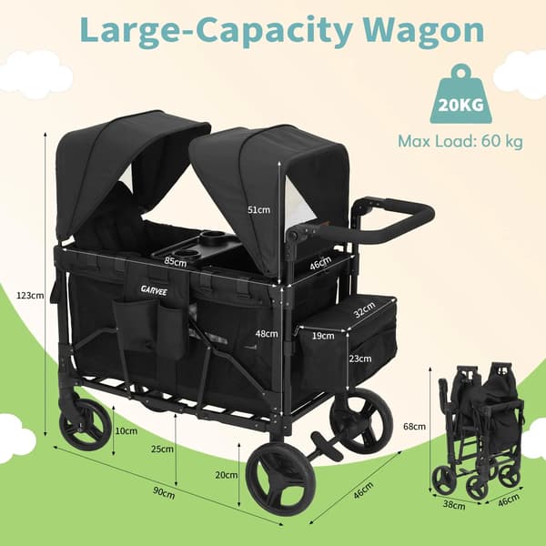 All-Terrain Vogn, Multi-Oberflade Ydeevne, 2-i-1 Funktionalitet,Sort