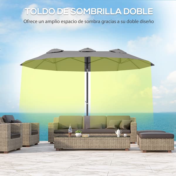 Dobbelt Parasol, 45° Tilt, Holdbart Stof,GRÅ