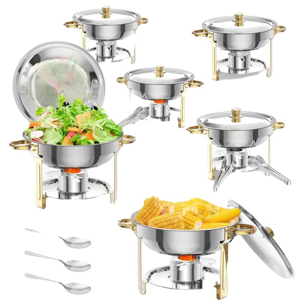 Chafing Dish Sæt, Rustfrit Stål, 5L Kapacitet,6 Pakke