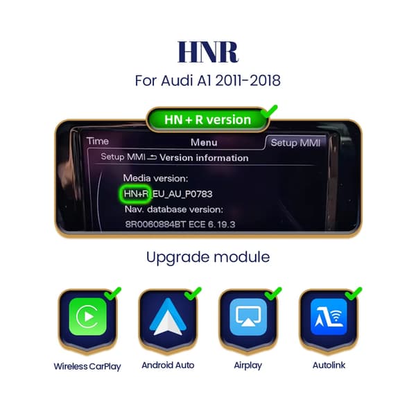 Trådlös CarPlay Android Auto-modul, Bluetooth-anslutning, navigeringsstöd,A1 HNR