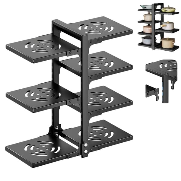 Køkkenrække, Justerbart Design, Robust Metal Konstruktion,sort