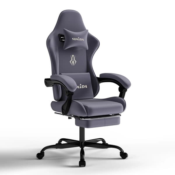 Gaming Stol, Ergonomisk Design, Justerbar Højde,GRÅ