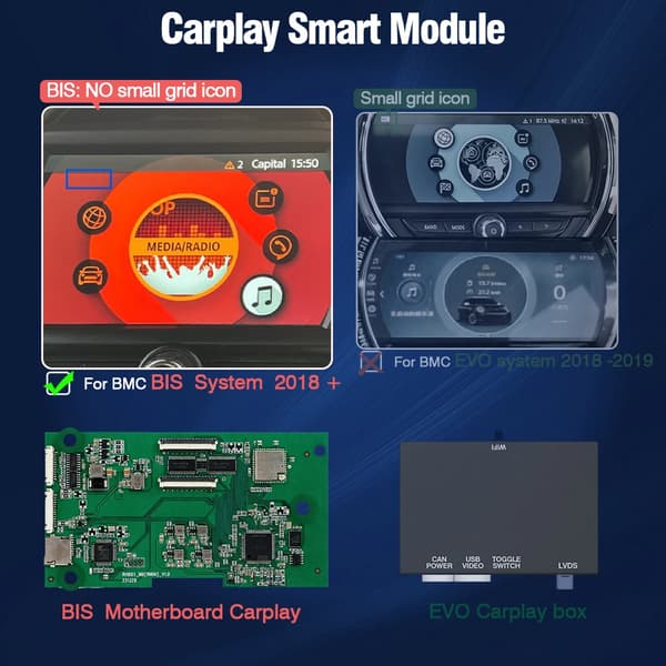 CarPlay Android Auto -päivitys, langaton yhteys, helppo asennus,MINI BIS:lle