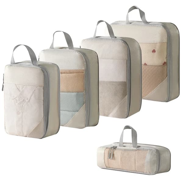 Rejsekompressionsposer, Vandtætte, Bærbare,beige 5PCS