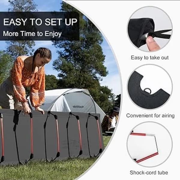 Camping seng, ultralet, bærbar,Sort
