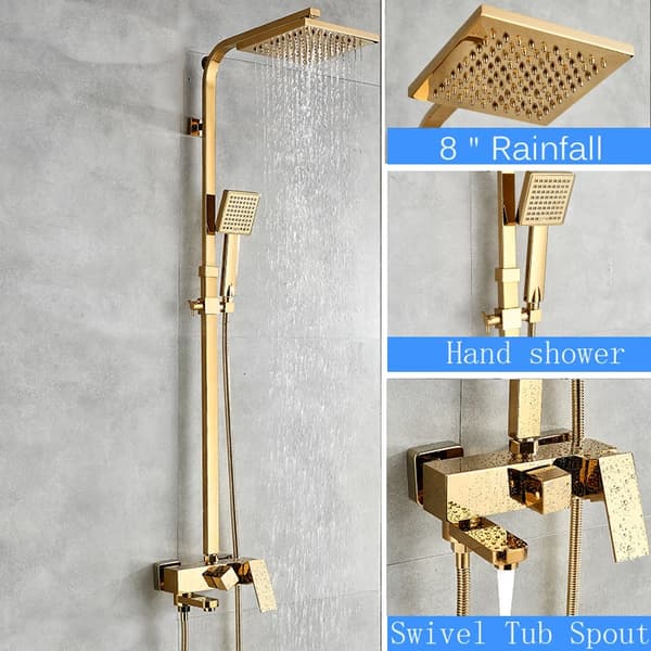 Duschkransystem, Regnduschhuvud, Väggmonterad Design,GULD