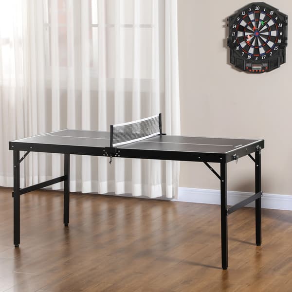 Ping Pong Bord, Aluminiumramme, Sammenklappeligt Design,Sort
