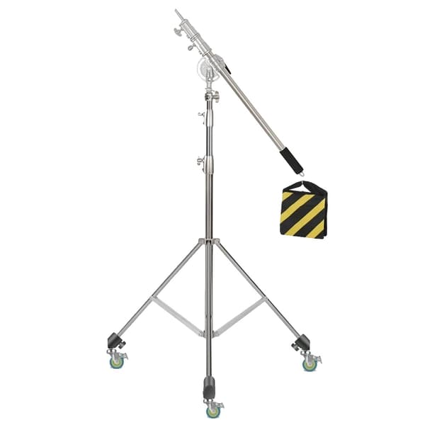 Fotografi C Stativ, Justerbar Højde, Robust Rustfrit Stål,2.8m hjul arm