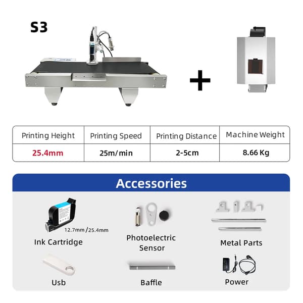 Termisk Inkjet Printer, Automatisk Kodningsmaskine, Kompakt Design,25.4mm printer