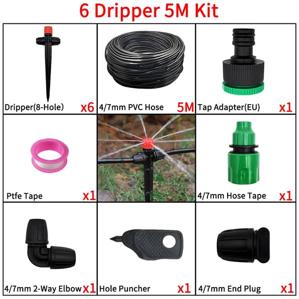 Drypvandingssystem, Automatiseret Vanding, Spidset Sprinkler Kit,5M