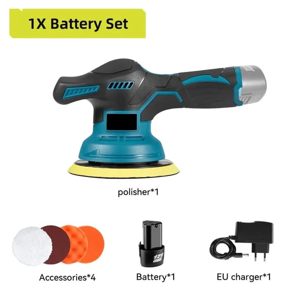 Elbilsputs, 3000 RPM, 8 hastighetsinställningar,EU, Batteri 1