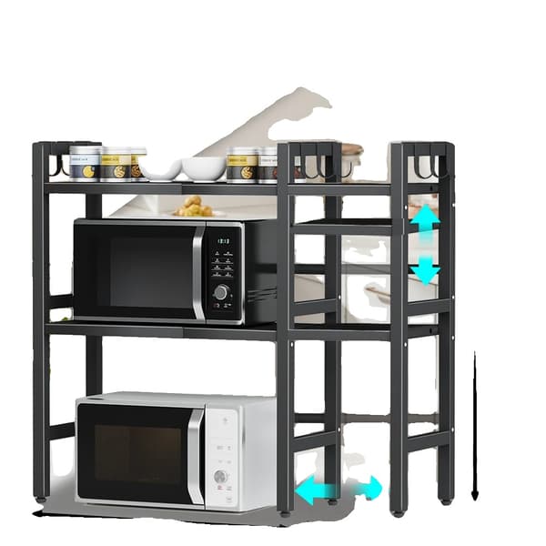 Mikroovn Rack, Justerbare Hylder, Robust Design,3 Tier-Sort