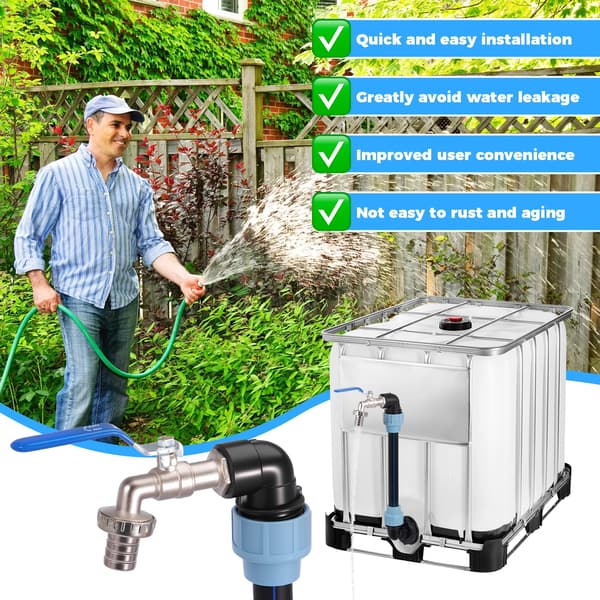 IBC Adapter, 3/4 Tommer Forbindelse, Fuld Installationssæt,sort, 3/4