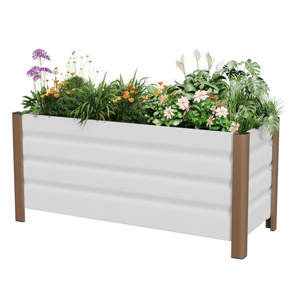 Höjdträdgårdsbädd, Effektivt Dräneringssystem, Modern Design,Vit-100x40x45 cm