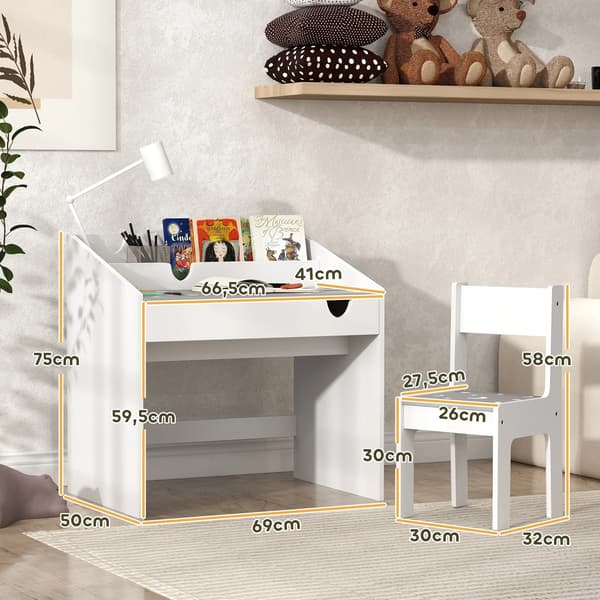 Skrivebord og Stol Sæt, Ergonomisk Design, Nem Samling,LYS GRÅ