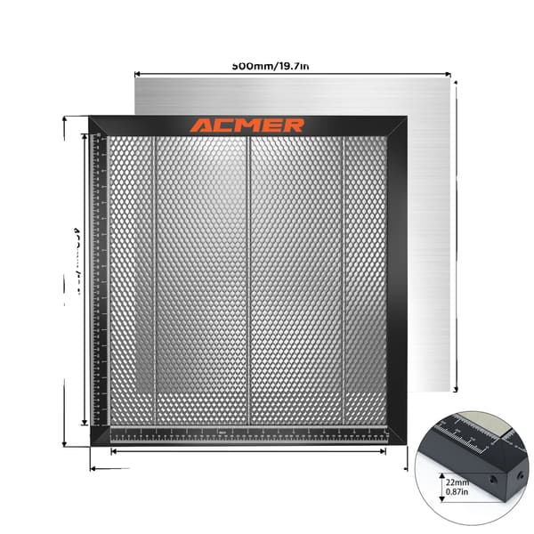 Laser Honningkagebræt, Forbedret Ventilation, Sikker Materiale Greb,500x500x22mm