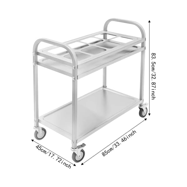 Serveringsvogn, Rustfrit Stål, 2-Niveau Design,Medium