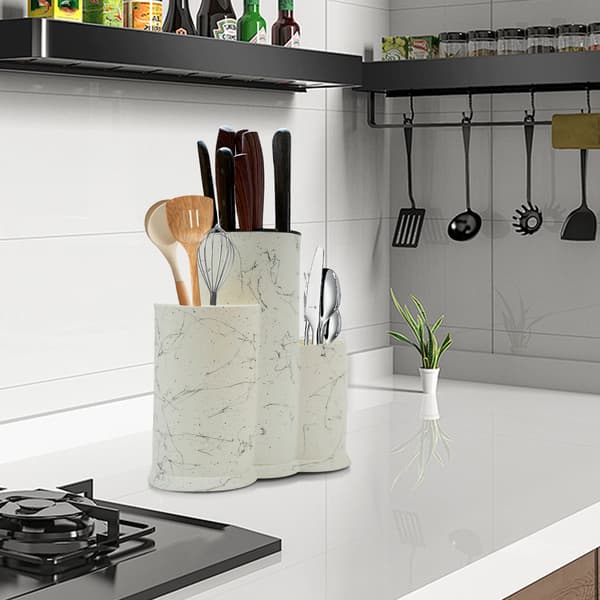 Knivholder, Plads til 5 Knive, Holdbart Design,HVID