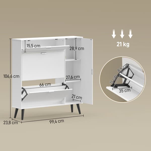Sko cabinet, Snygg design, Multi-zon förvaring,VIT